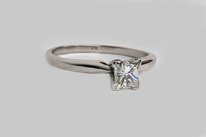 Engagement Diamond Ring Princess Cut 14 Karat White Gold