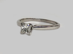 Engagement Diamond Ring Princess Cut 14 Karat White Gold