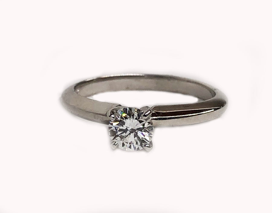 Engagement Solitaire Diamond Ring 14K White Gold