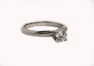 Engagement Solitaire Diamond Ring 14K White Gold