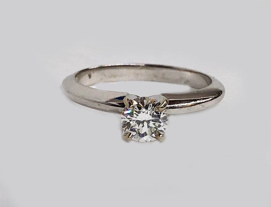 Engagement Solitaire Diamond Ring 14Karat White Gold