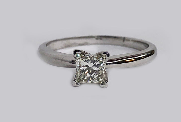 Engagement Princess Cut Diamond 14 Karat White Gold