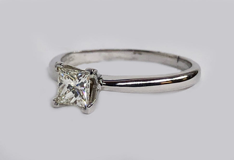 Engagement Princess Cut Diamond 14 Karat White Gold