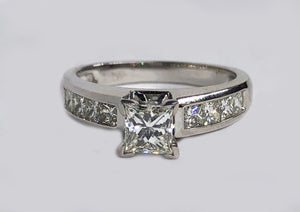Engagement Princess Cut Diamond 14 Karat White Gold