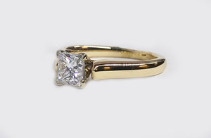 Engagement Diamond Ring Princess Cut 14 Karat Yellow Gold
