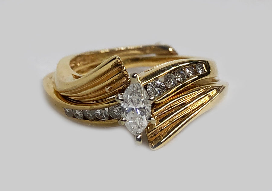 Engagement Marquise Diamond 14 Karat Yellow Gold