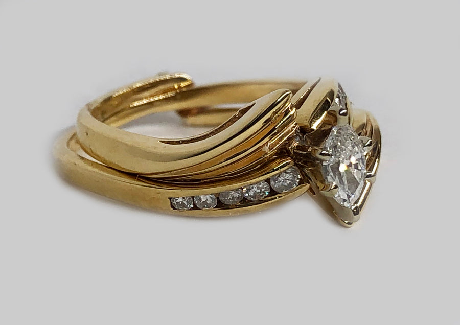 Engagement Marquise Diamond 14 Karat Yellow Gold
