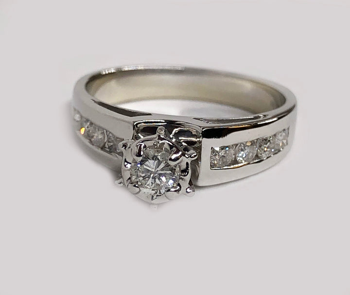 Engagement Diamond Ring 14 Karat White Gold