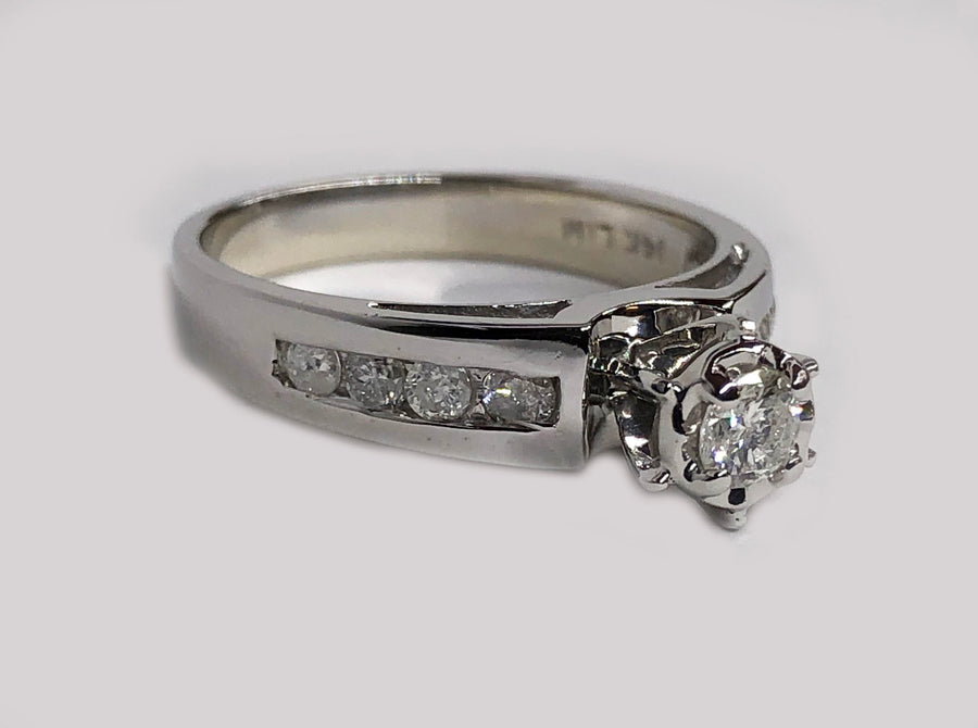 Engagement Diamond Ring 14 Karat White Gold