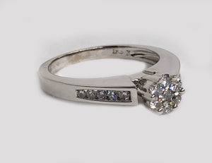 Engagement Diamond Cluster Ring 14 Karat White Gold