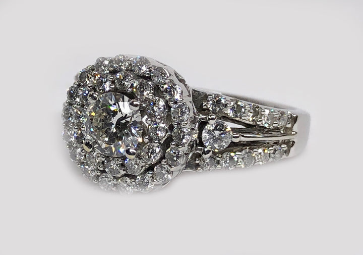Halo Diamond Ring 14 Karat White Gold
