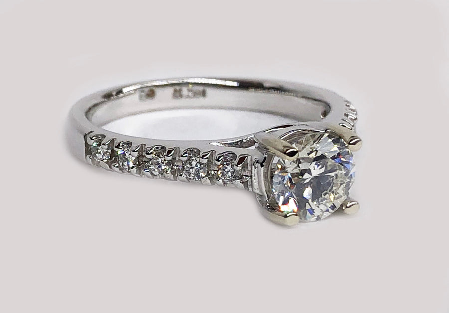Engagement Diamond Ring 14 Karat White Gold