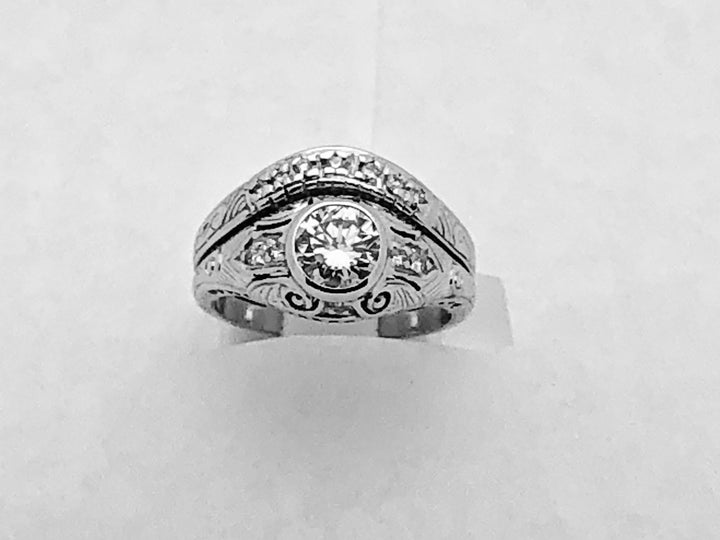 Diamond Estate Ring Victorian in 14 Karat White Gold