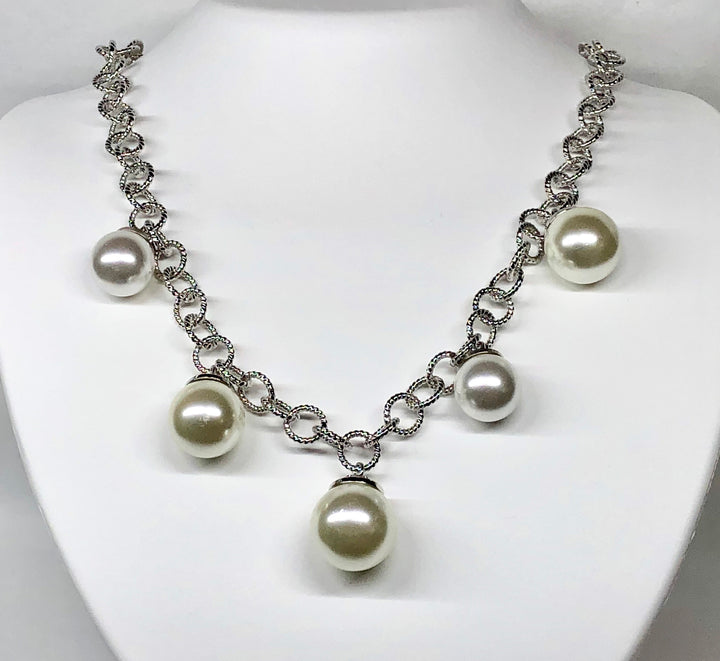 Rebecca Pearl Necklace Bronze Rhodium Plating