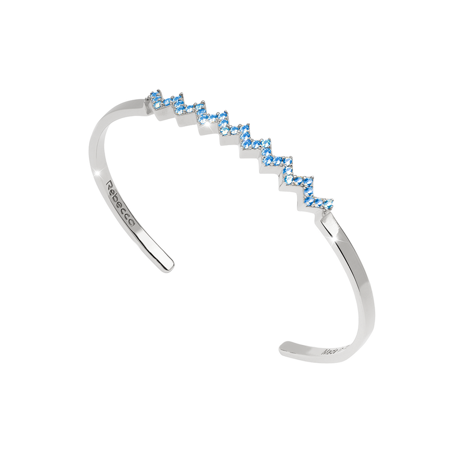 Rebecca Sterling Silver Bangle with Blue Swarovski Crystals