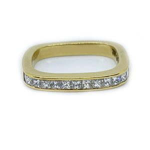 Channel Set Diamond Square Band 18 Karat Yellow Gold