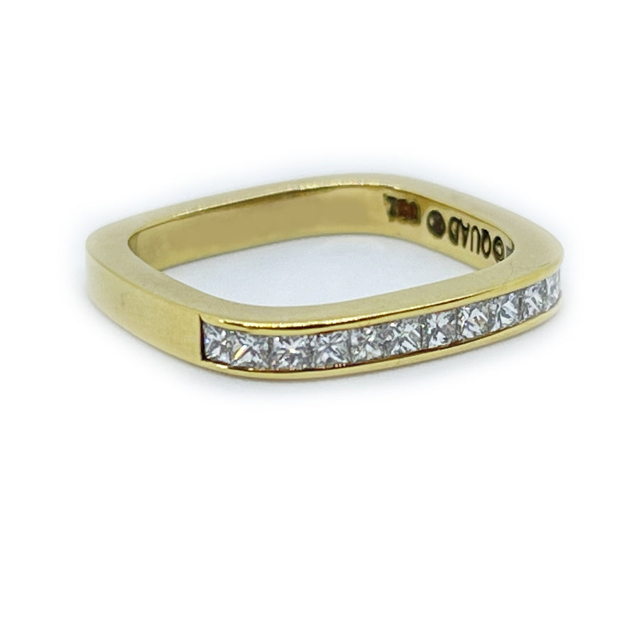 Channel Set Diamond Square Band 18 Karat Yellow Gold