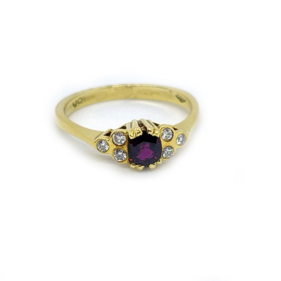 Ruby and Diamond Ring 18 Karat Yellow Gold