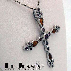 Multicolor Cross in 10K White Gold