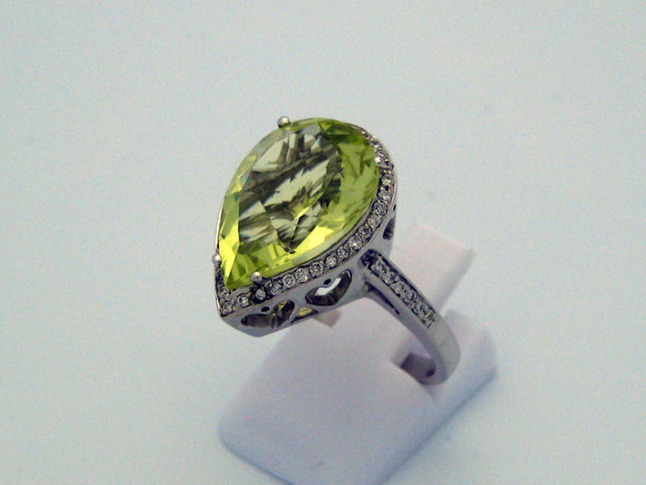 Green Quartz Ring 14k White Gold