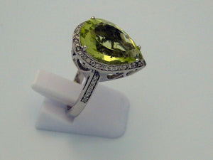 Green Quartz Ring 14k White Gold