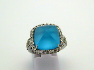 Blue Topaz Ring 18k White Gold