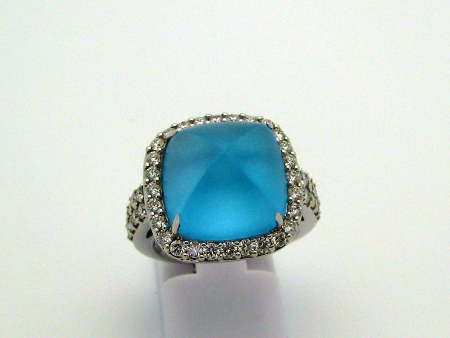 Blue Topaz Ring 18k White Gold