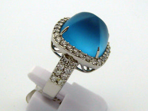 Blue Topaz Ring 18k White Gold