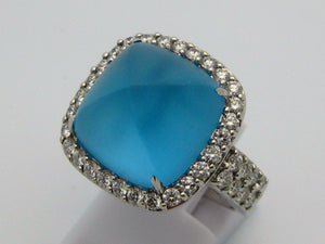 Blue Topaz Ring 18k White Gold