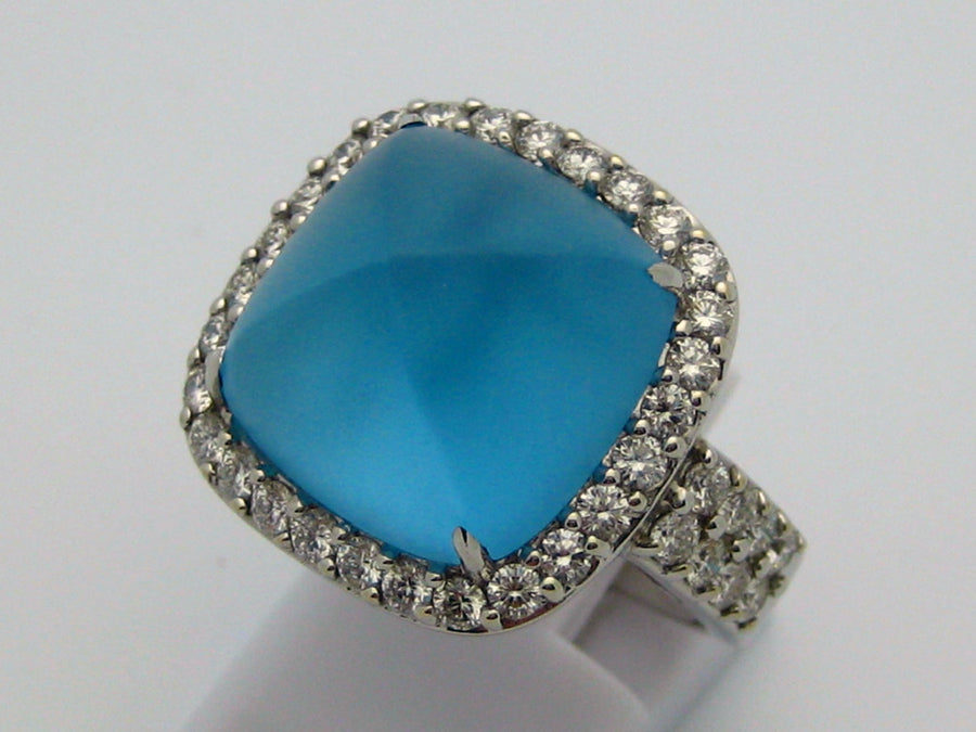 Blue Topaz Ring 18k White Gold