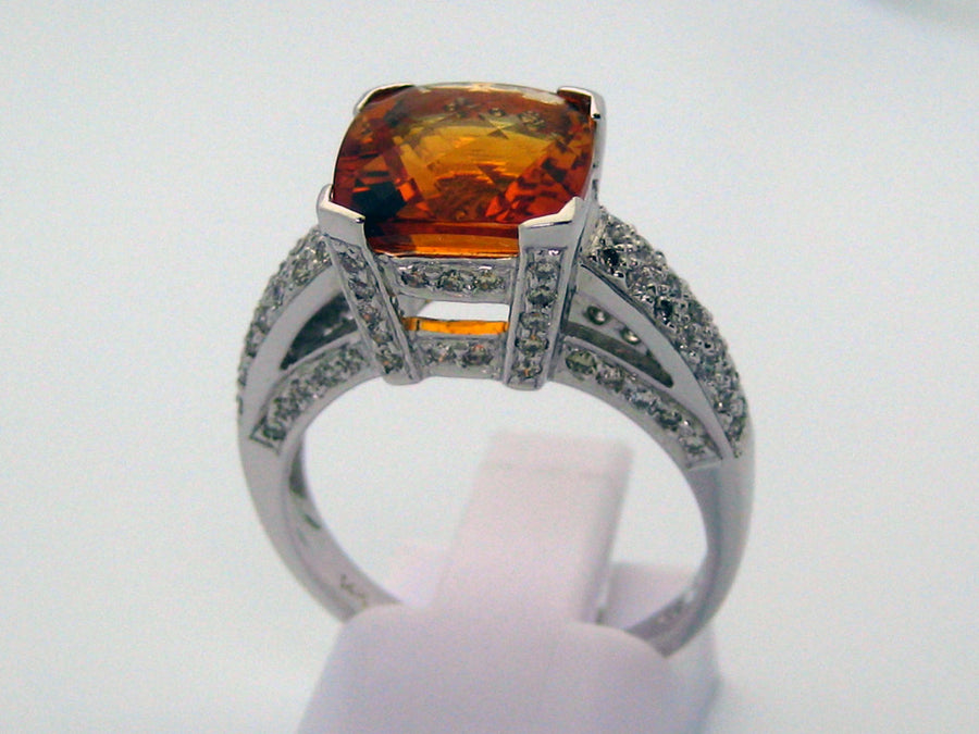 Citrine Ring 14k White Gold
