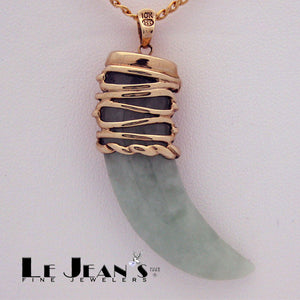 Green Jade Gold Pendant 10K