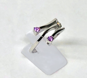 Pink Sapphire Diamond Ring 14 White Gold