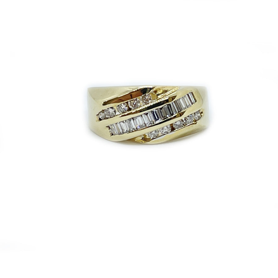 Diamond Ring 14 Karat Yellow Gold Channel Set