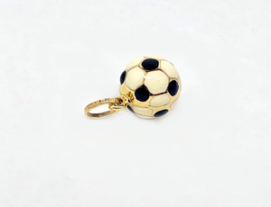Italian Soccer Ball 14 Karat and Enamel Pendant
