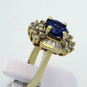 Blue Spinel and Diamond Ring in 14 Karat Yellow Gold