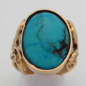 Turquoise in 14 Karat Yellow Gold Ring