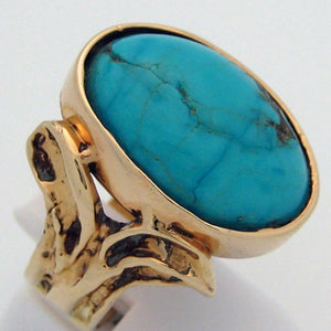 Turquoise in 14 Karat Yellow Gold Ring