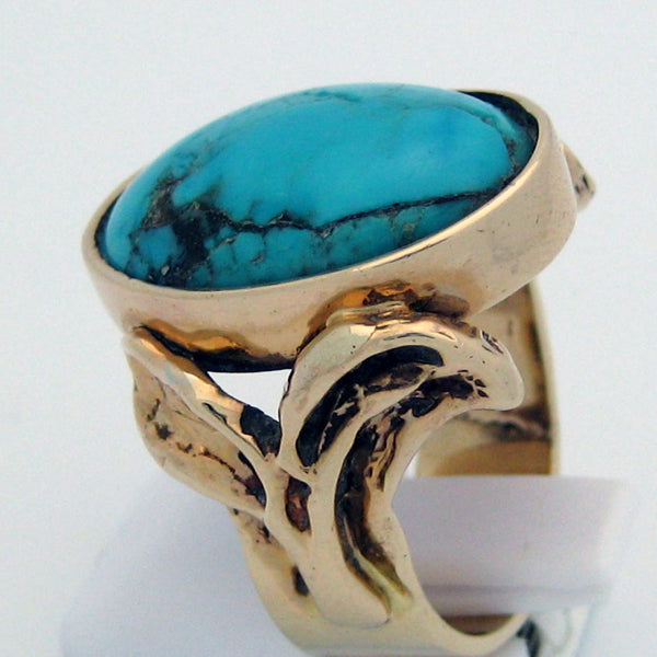 Turquoise in 14 Karat Yellow Gold Ring